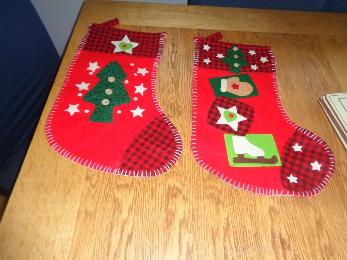 Christmas Appliqued Christmas Stockings x 2 - Image 1