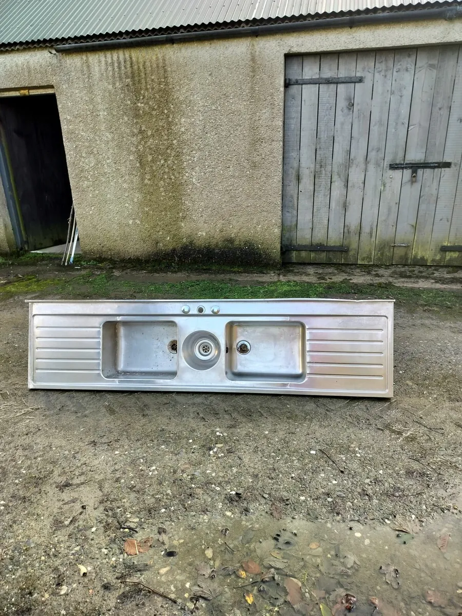 large  two and a half bowl stainless steel sink