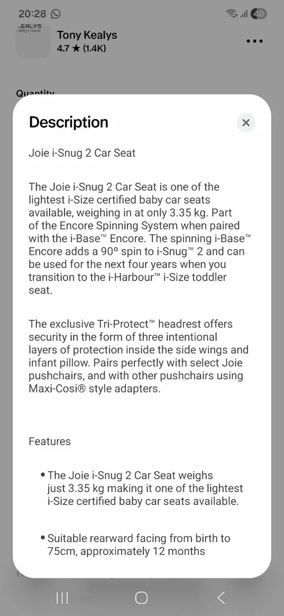 New Car Seat iSnug 2 - Image 4