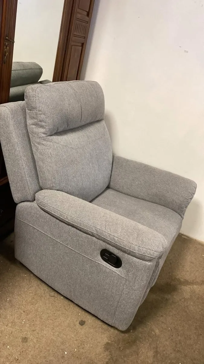 3 seater grey sofa and recliner armchair - Image 3