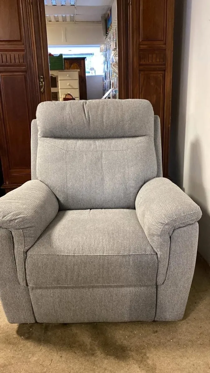 3 seater grey sofa and recliner armchair - Image 4