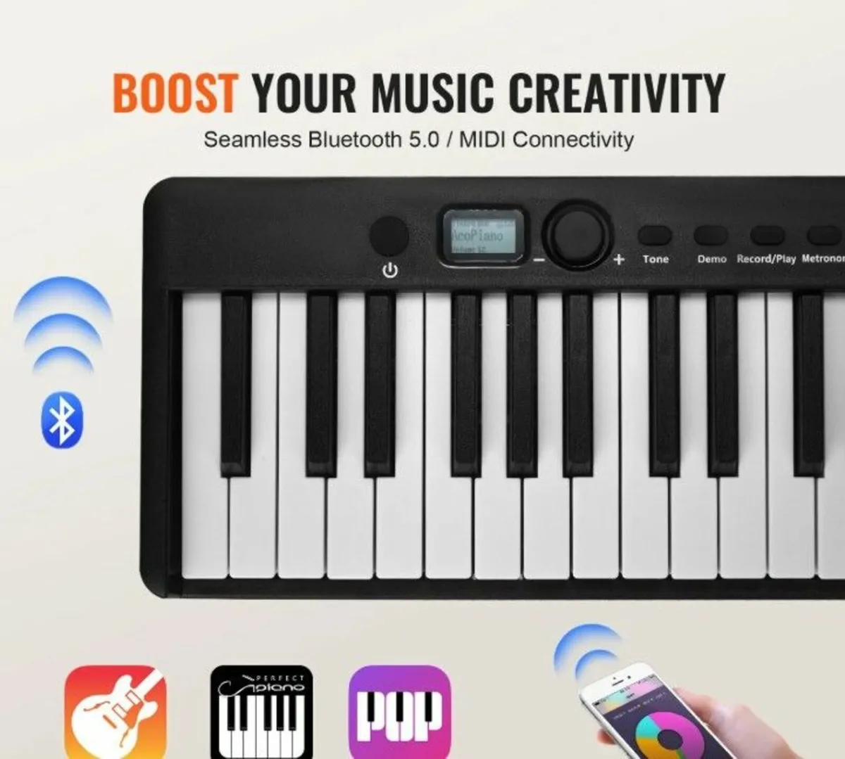 88-Key Folding Piano Digital Keyboard Bluetooth, - Image 2