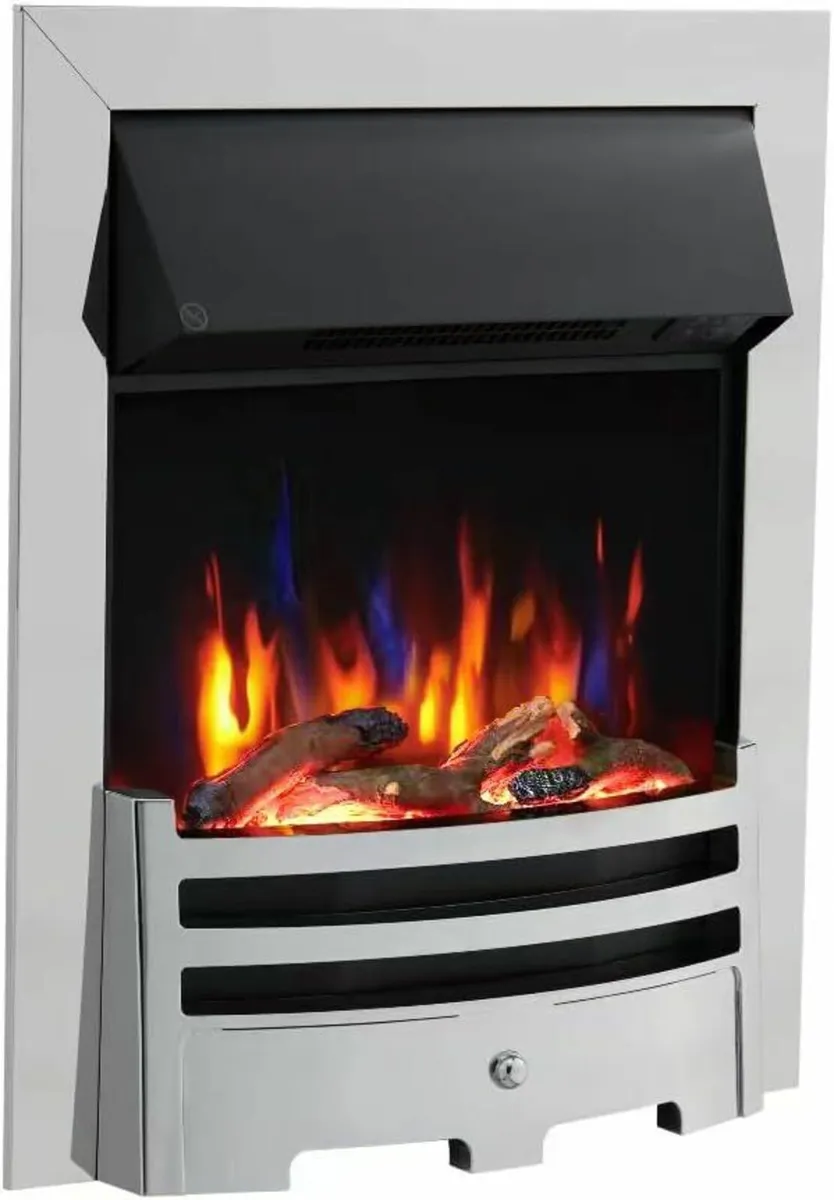 16’’ Fireplace Insert, 2000W Heater, Chrome Trim - Image 1