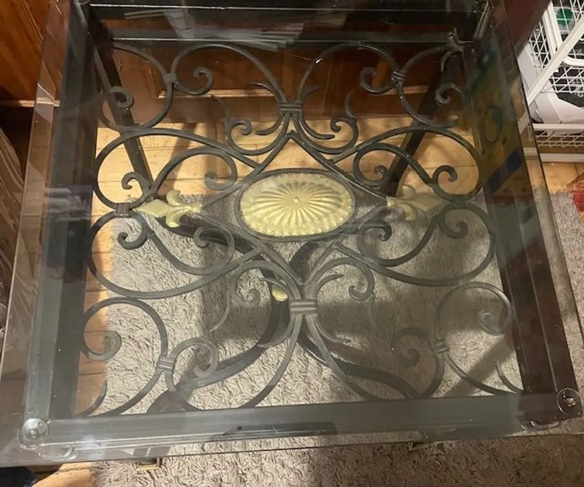 Wrought Iron Glass Top Table - Image 1