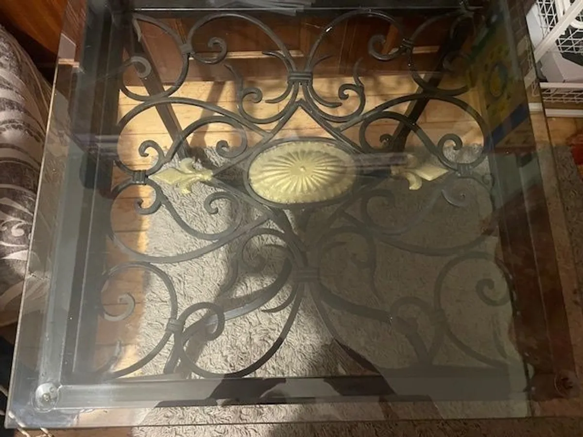 Wrought Iron Glass Top Table - Image 2