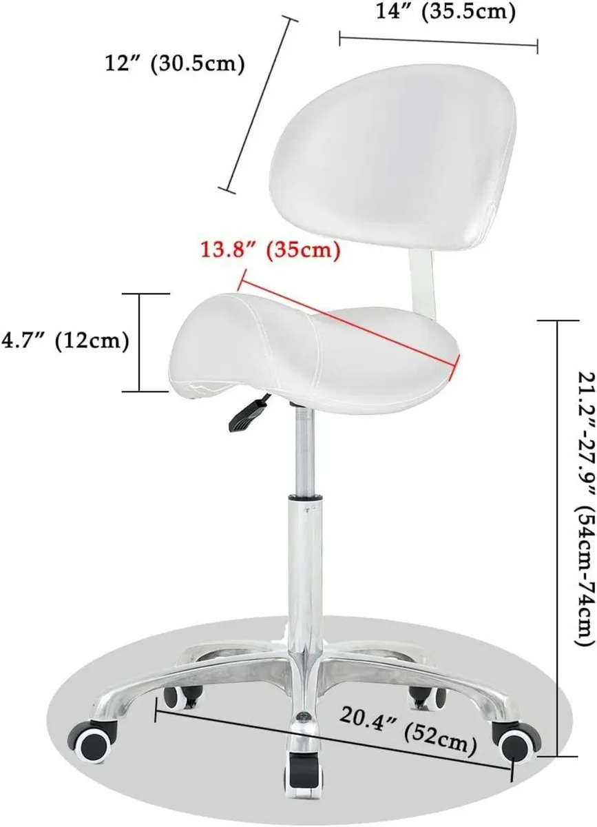 Hydraulic Saddle Stool Adjustable Rolling Chair - Image 3