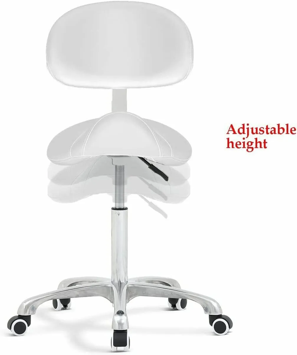 Adjustable Hydraulic Saddle Chair with Wheels - Image 4