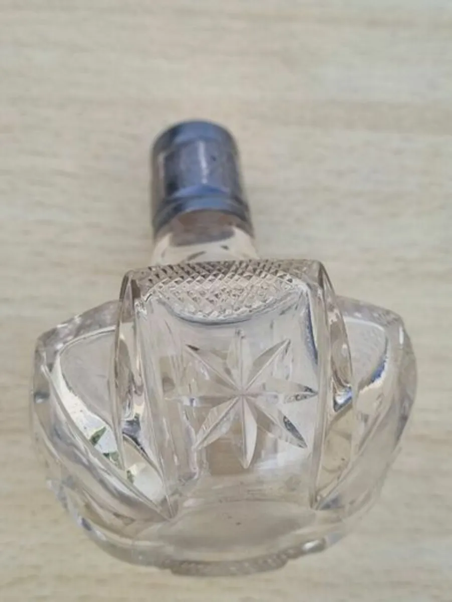 Vintage crystal bottle with silver top - Image 4