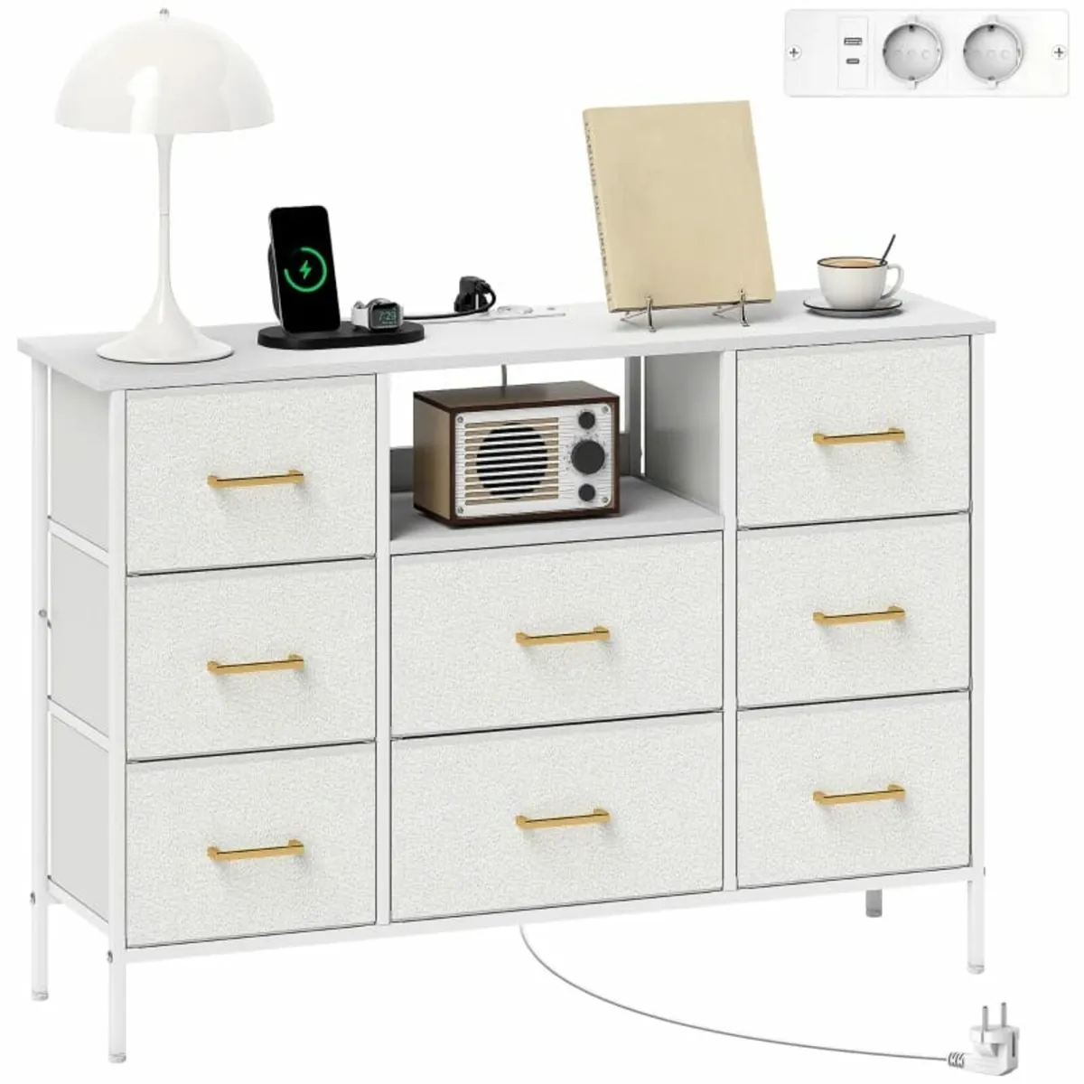 Chest of Drawers, Storage Cabinet with 8 Fabric Dr - Image 1