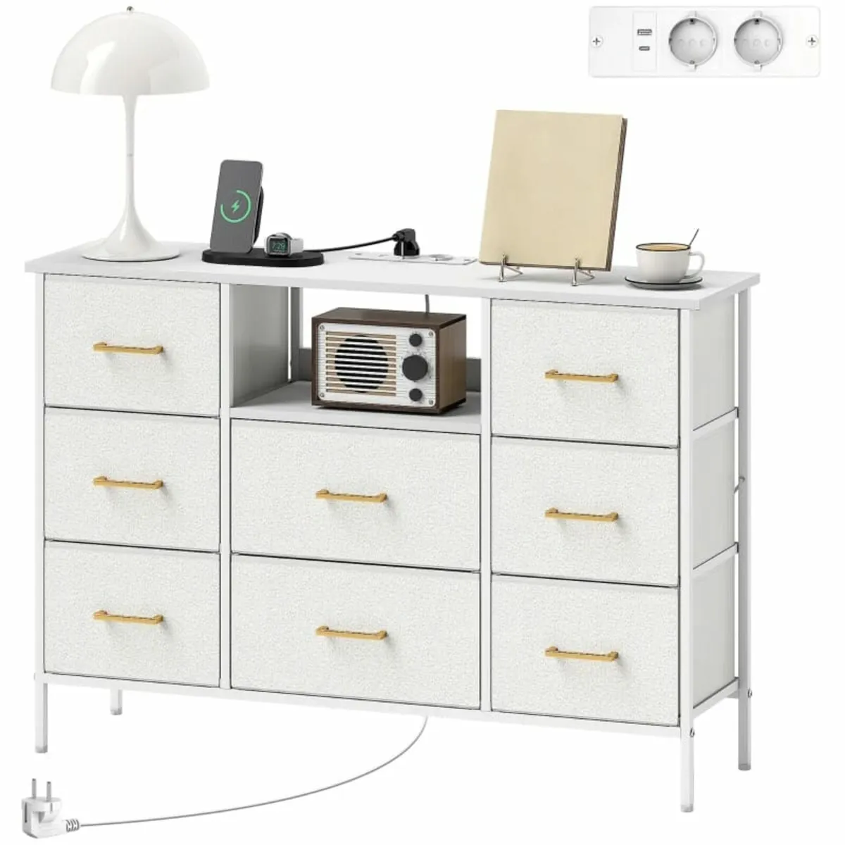 Chest of Drawers, Storage Cabinet with 8 Fabric Dr - Image 2