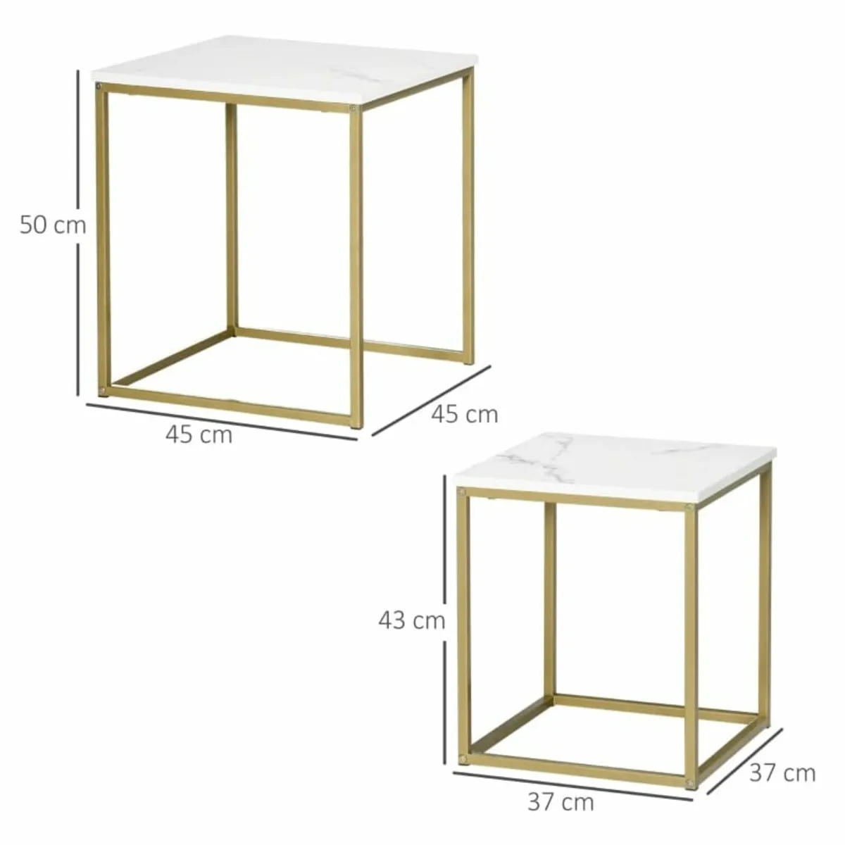 2-Piece Side Table Set, Stackable Side Tables, Mar - Image 3