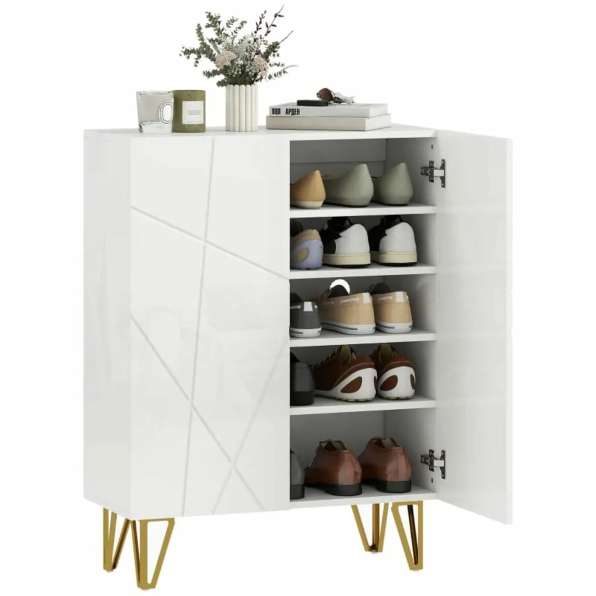 Shoe cabinet with 2 doors, shoe rack, shoe storage - Image 2