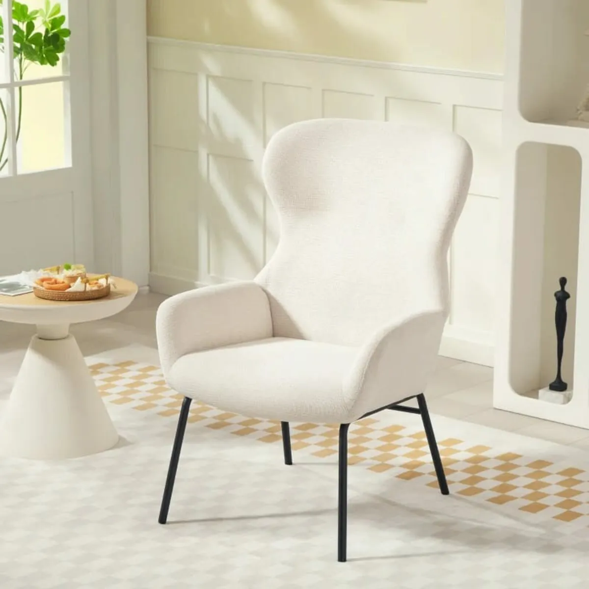 Modern Wingback Upholstered Chair, High Backrest, - Image 2