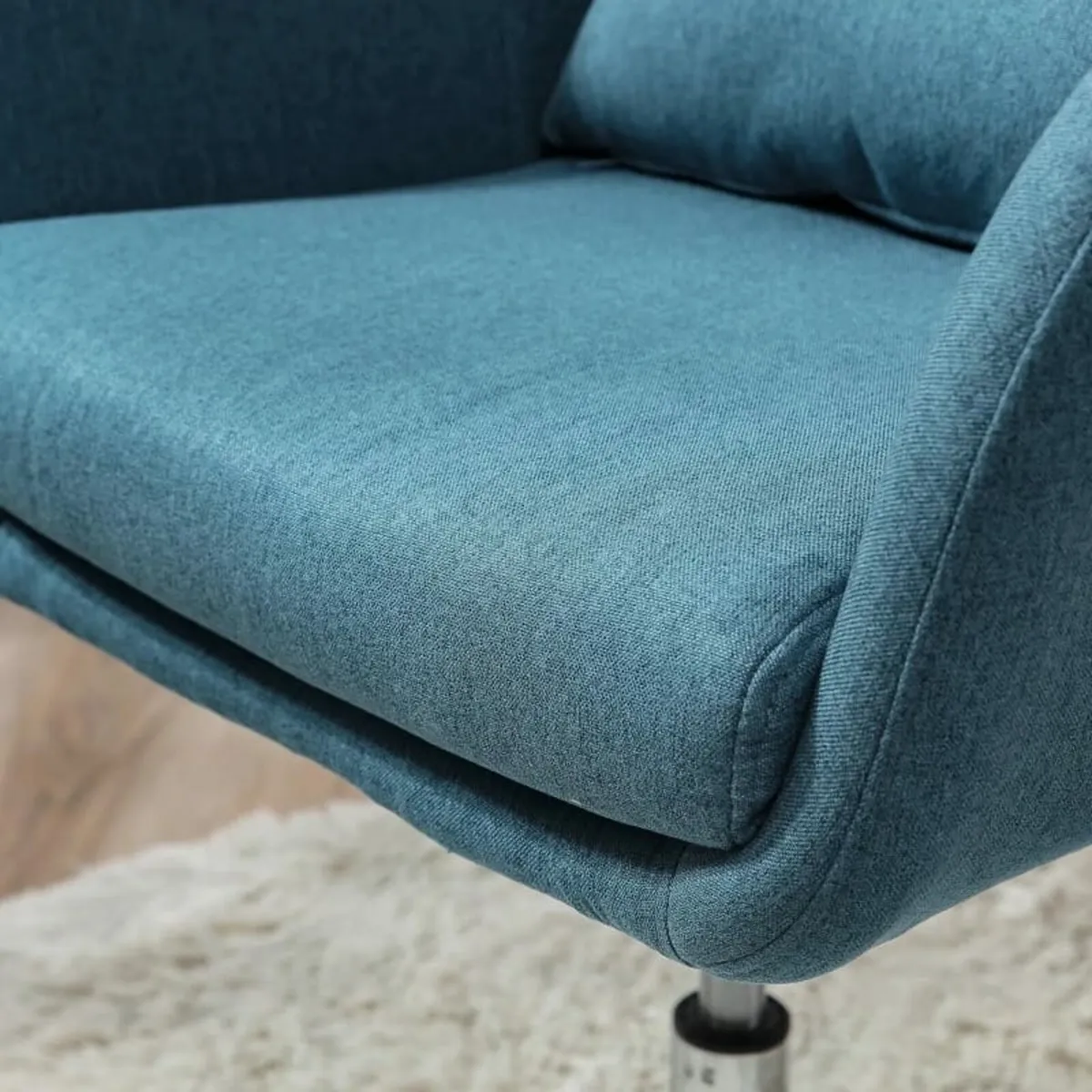 Leisure Chair with Metal Base, Modern Swivel Linen - Image 3