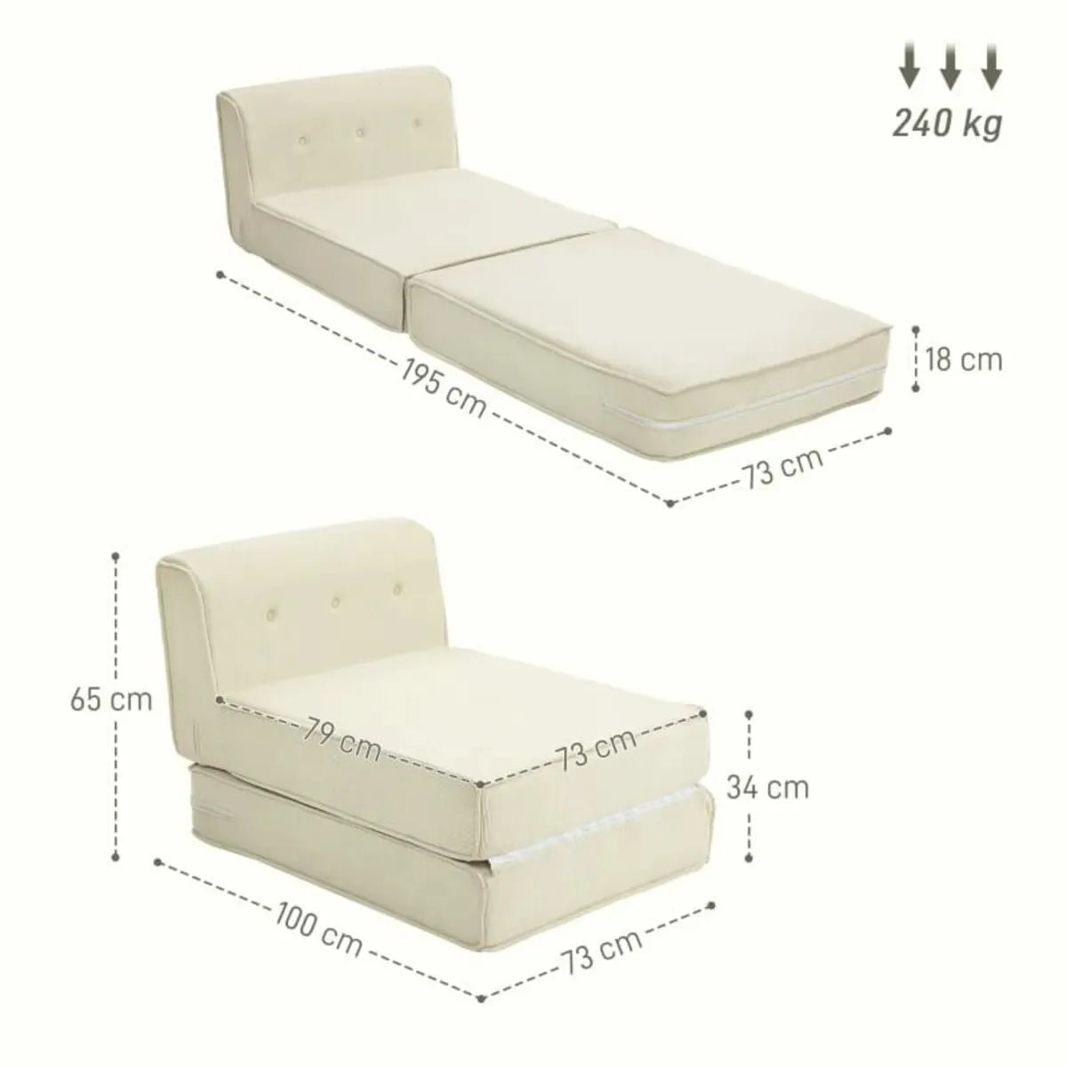 Floor sofa, foldable guest mattress, lightweight, - Image 3