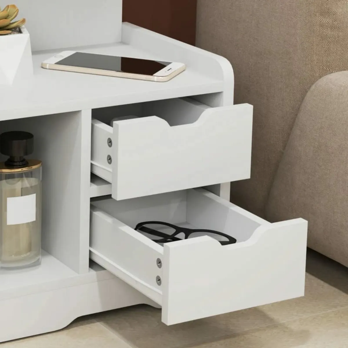 Nightstand with 2 drawers, open shelf, 40x30x60 cm - Image 3