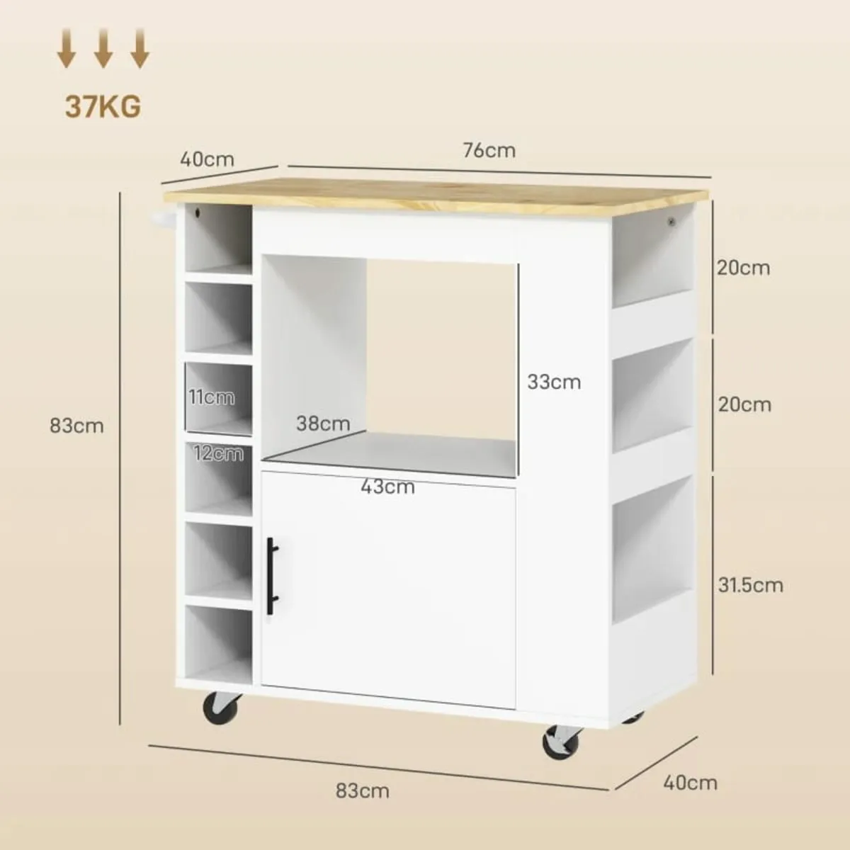Kitchen trolley, rolling kitchen island, kitchen t - Image 4