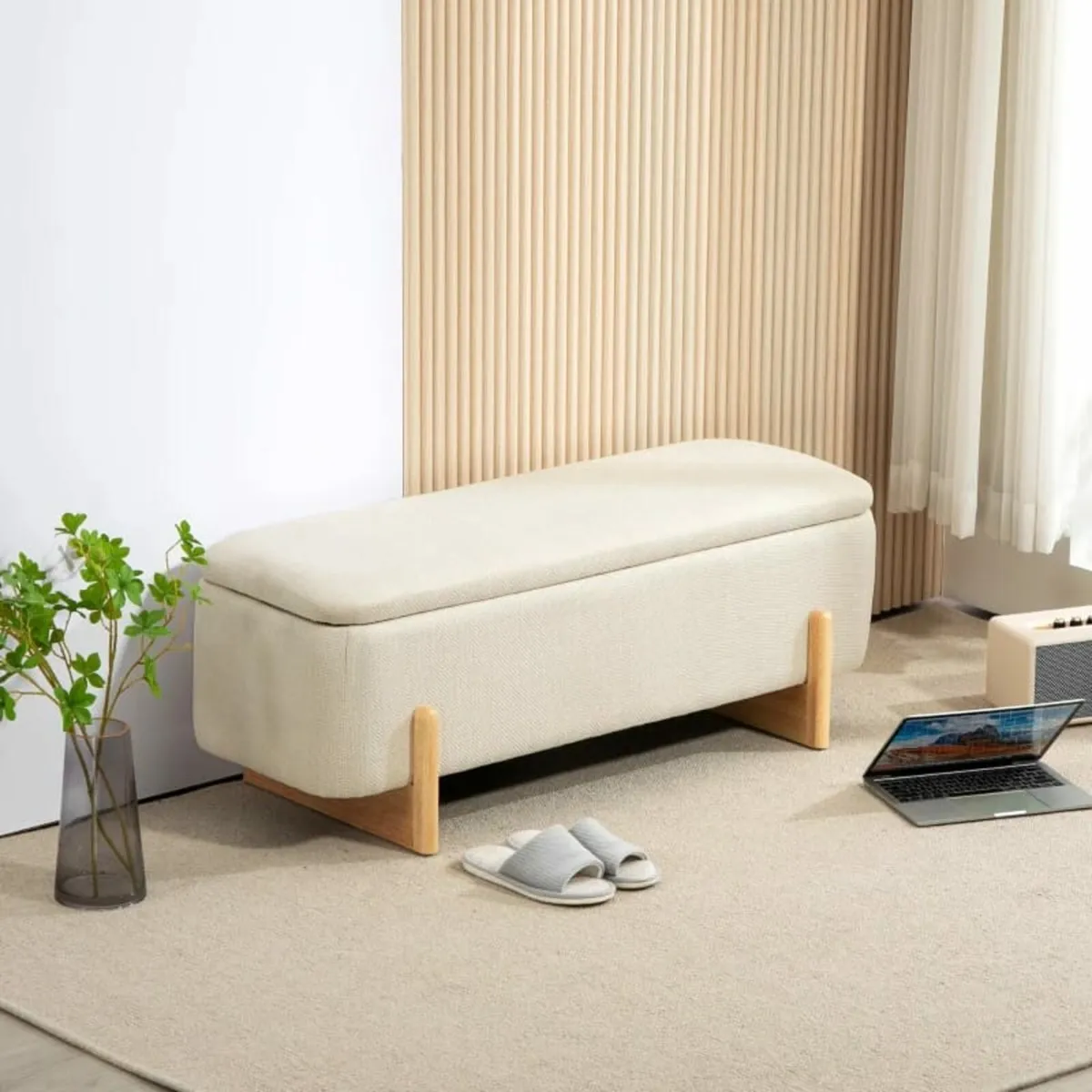 Storage stool with storage, Bench with foam paddin - Image 2