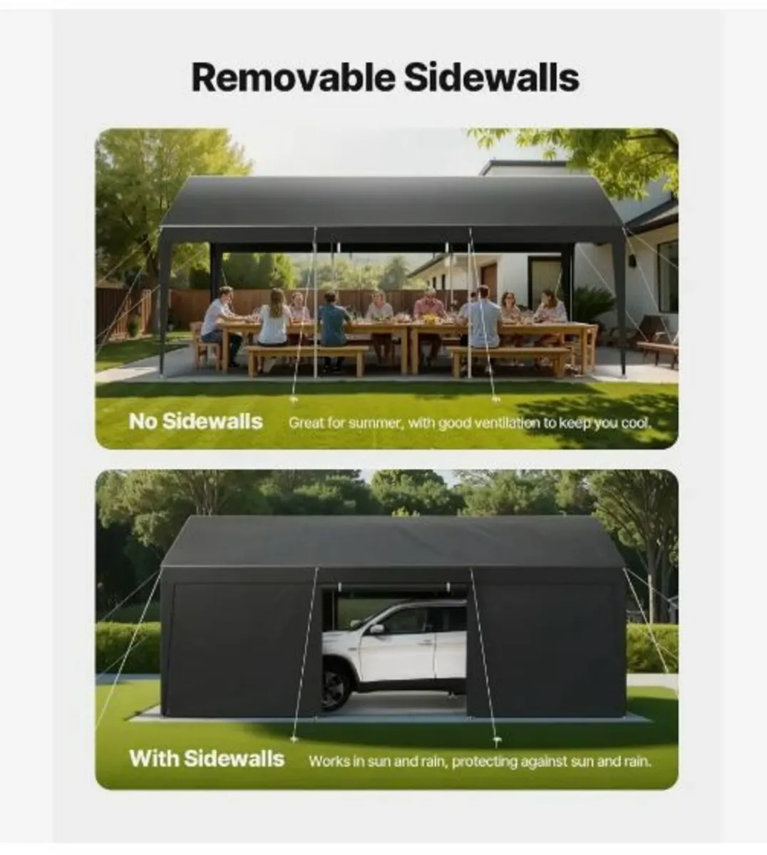 Carport, 10 x 20 FT Outdoor Car Canopy - Image 2