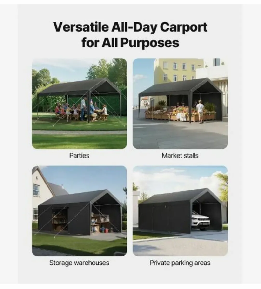 Carport, 10 x 20 FT Outdoor Car Canopy - Image 4