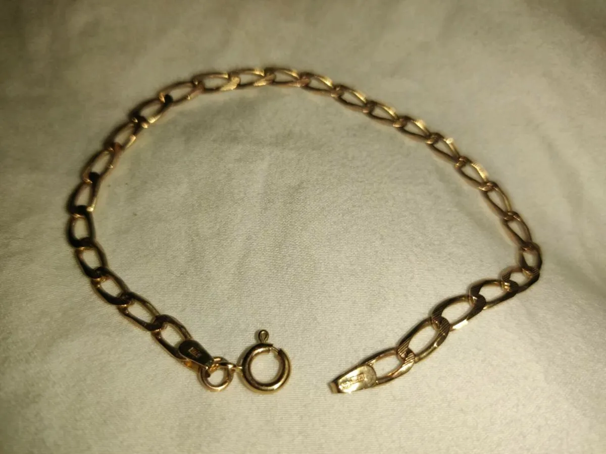ROUND LINKS, 9CT Solid Gold 5.07g 8"New Bracelet ! - Image 1