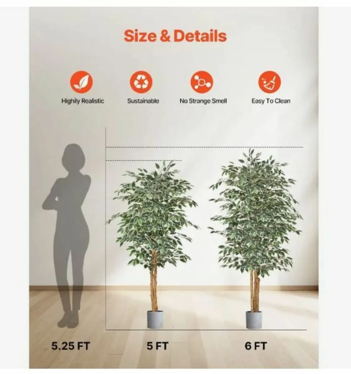 150cm Artificial Ficus Tree - Image 2