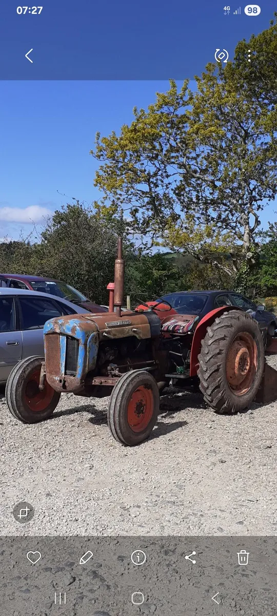 Fordson dexta  and 2 two forrow plough s - Image 1