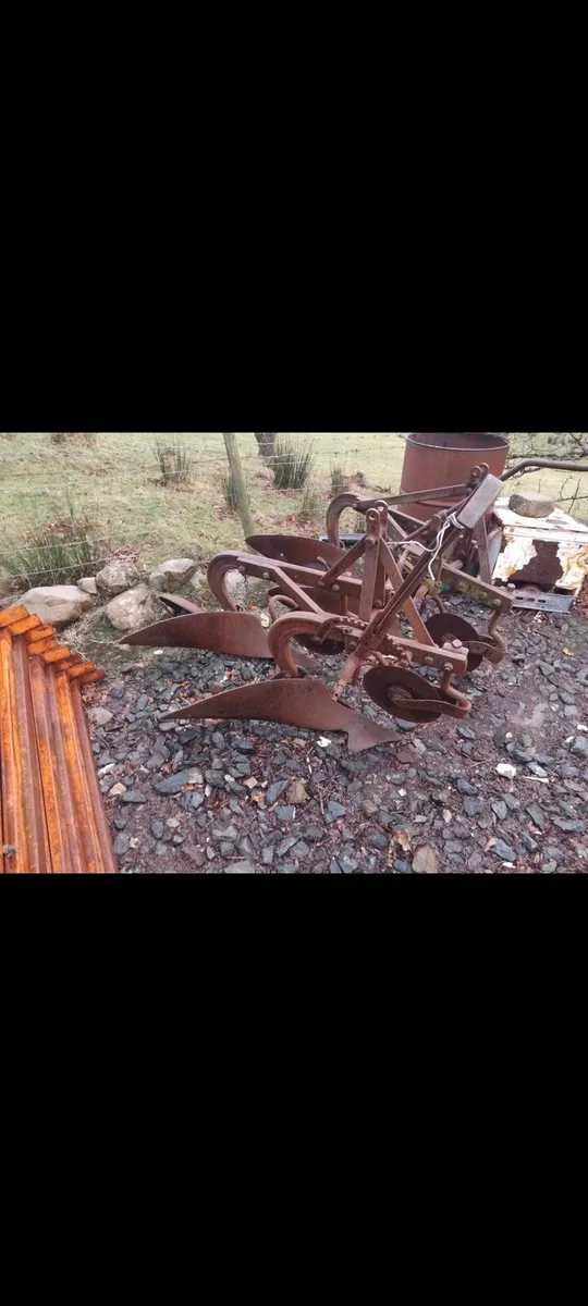 Fordson dexta  and 2 two forrow plough s - Image 2