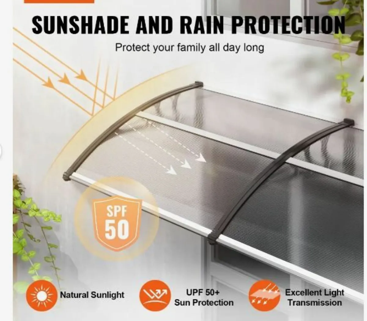 Window Door Awning Canopy 101.6 x 203.2 cm - Image 2