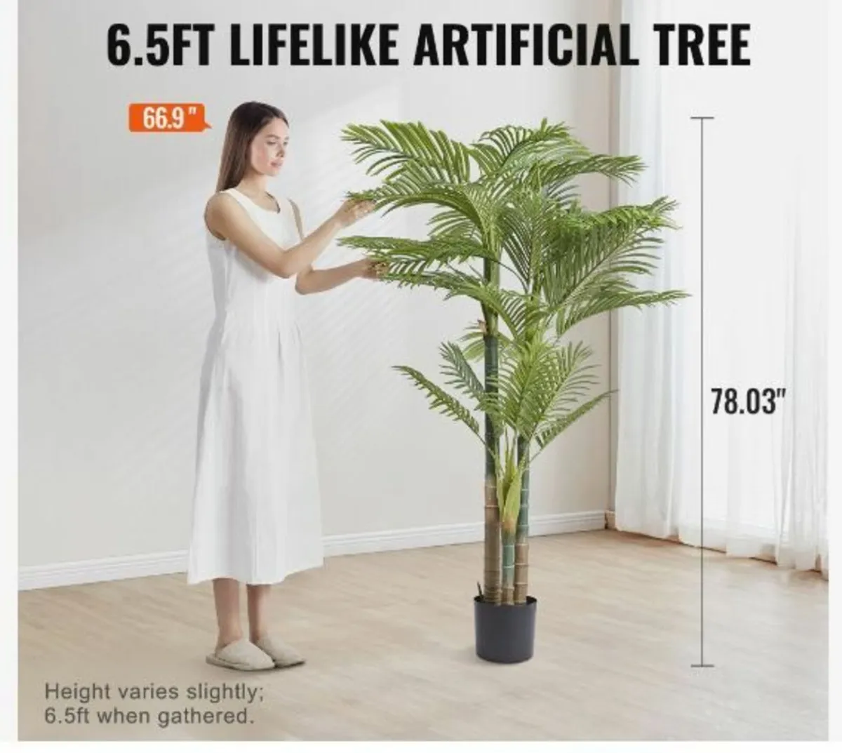 Artificial Gold Cane Palm Tree, 2m - Image 3