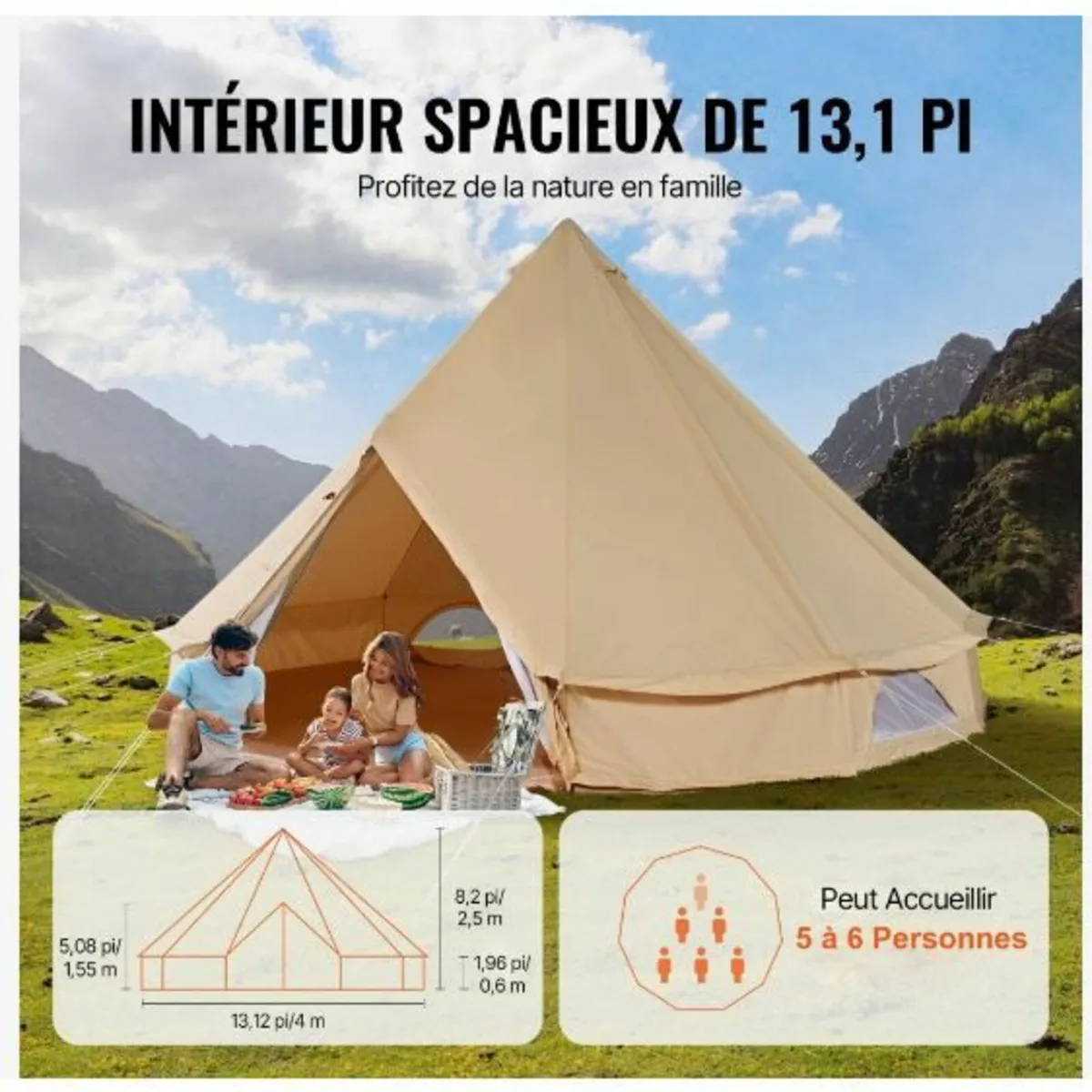 Canvas Bell Tent, 4 Seasons 4 m/13.12 ft - Image 2