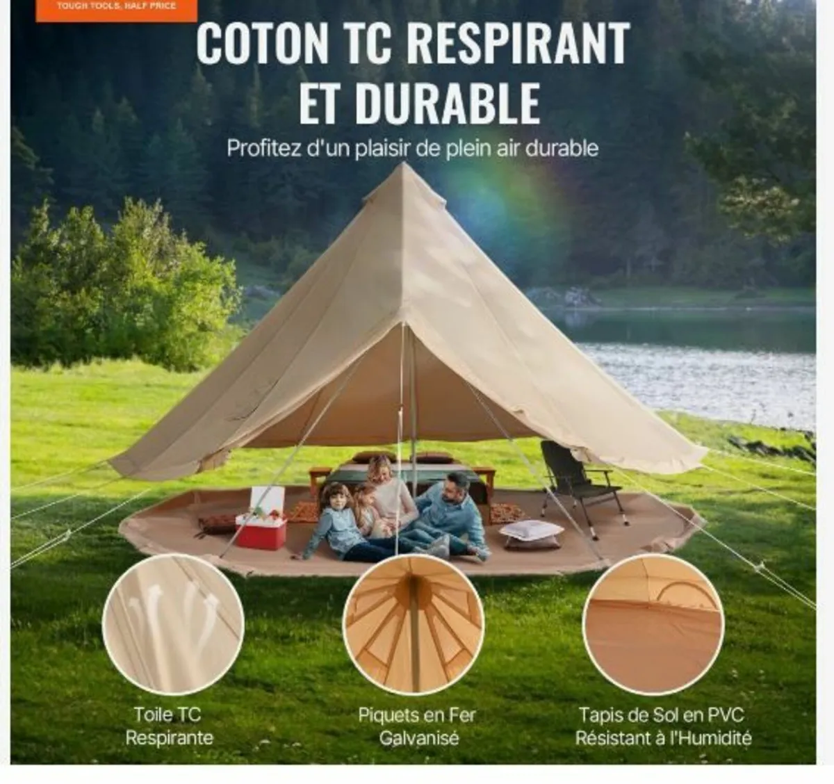 Canvas Bell Tent, 4 Seasons 4 m/13.12 ft - Image 3