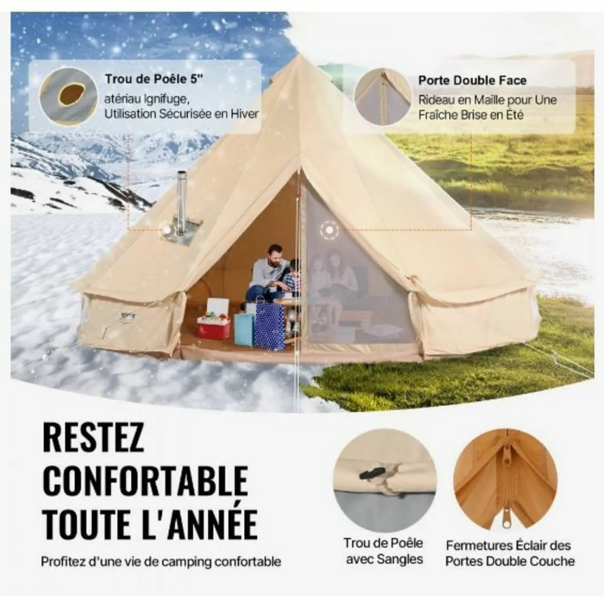 Canvas Bell Tent, 4 Seasons 4 m/13.12 ft - Image 4