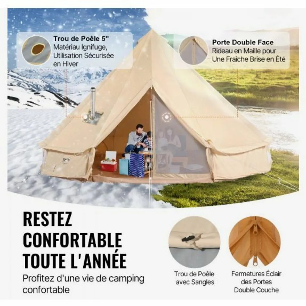 Canvas Bell Tent, 4 Seasons 5 m/16.4 ft - Image 2