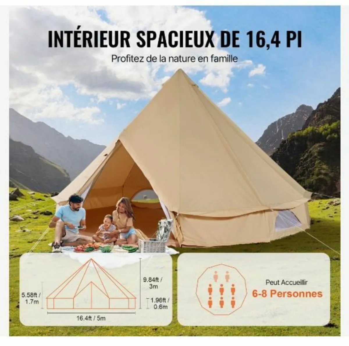 Canvas Bell Tent, 4 Seasons 5 m/16.4 ft - Image 3