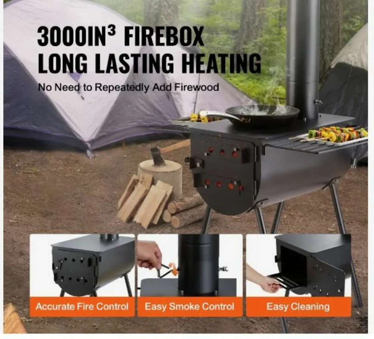 Wood Stove, 3 m, Alloy Steel Camping Tent - Image 3