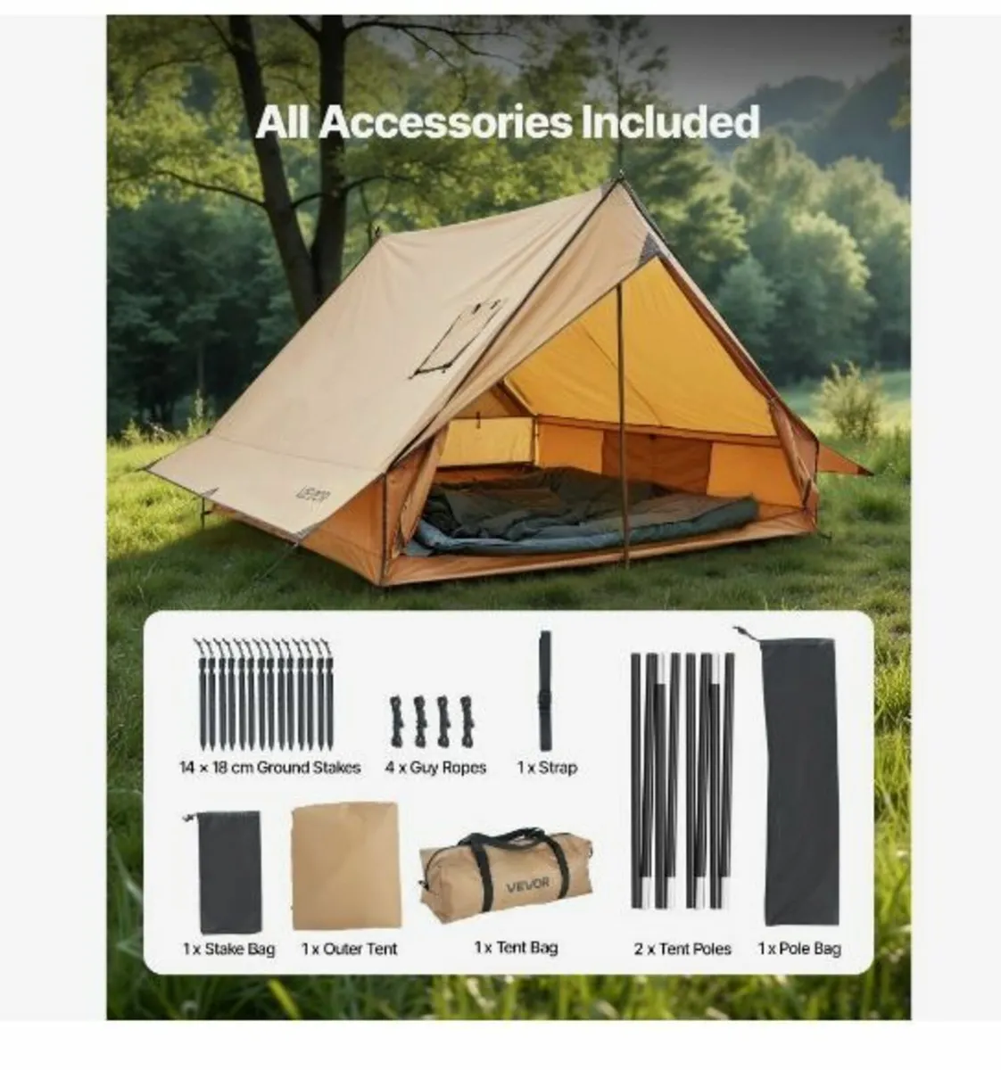 Camping Hot Tent, 2 Persons Cabin Tent - Image 4