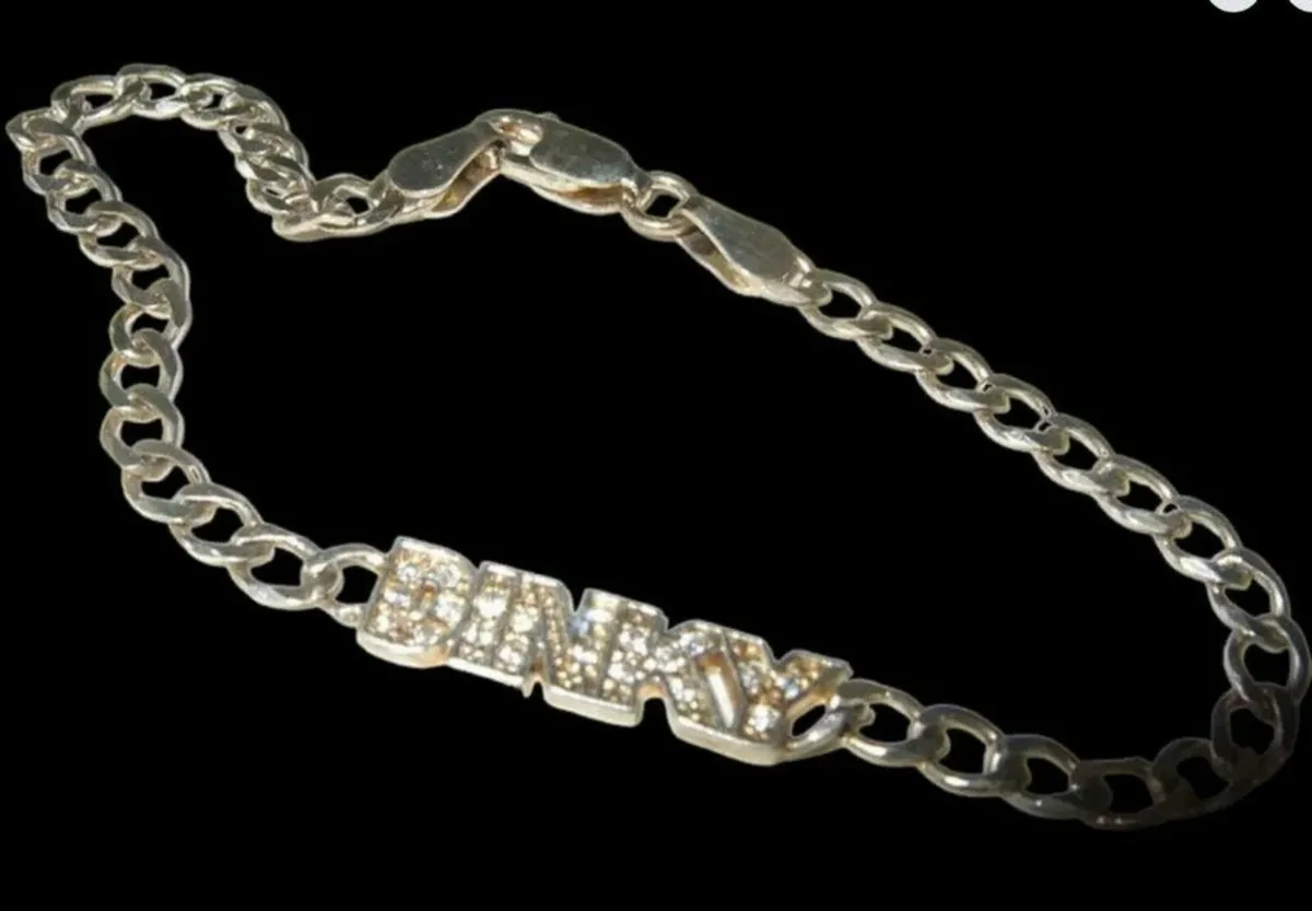 Vintage Hallmarked Silver Gemset Logo Bracelet - Image 1