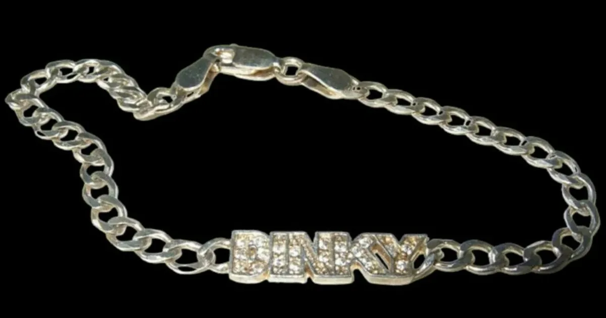 Vintage Hallmarked Silver Gemset Logo Bracelet - Image 2