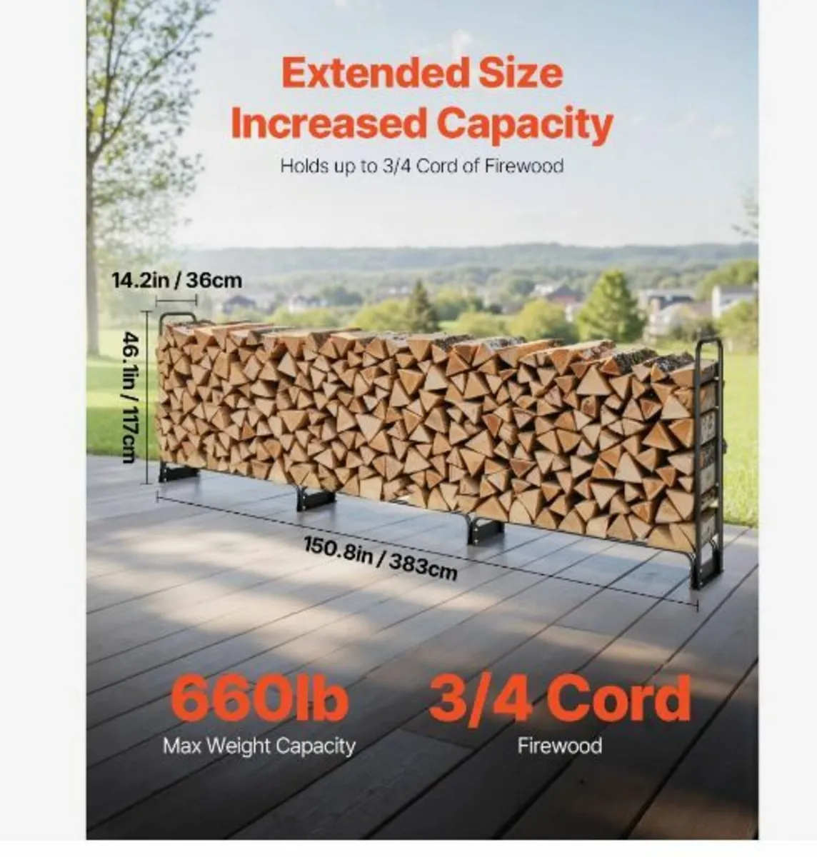 3.9m Outdoor Firewood Rack - Image 4