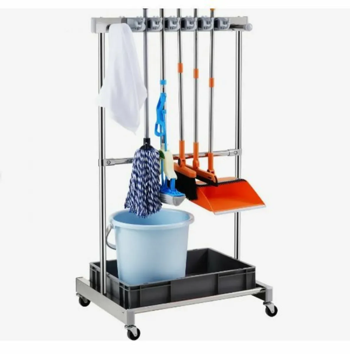 Garden Tool Organizer, 10 Slots with Hooks - Image 1