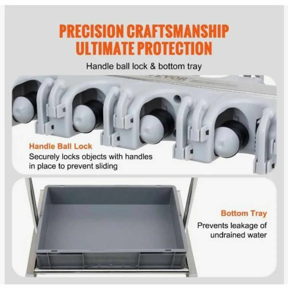 Garden Tool Organizer, 10 Slots with Hooks - Image 2