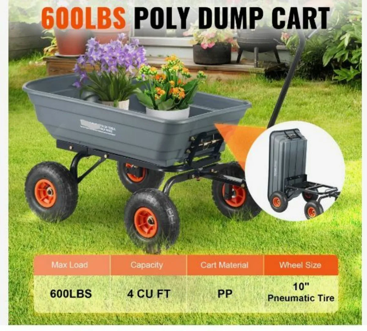 Dump Cart, Poly Garden Dump Cart - Image 2
