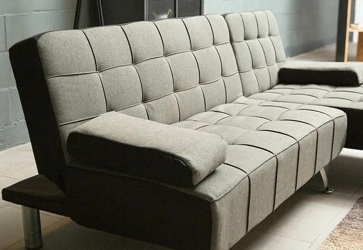 DARK GREY fabric Sofa Bed with Chaise and Cushions - Image 3