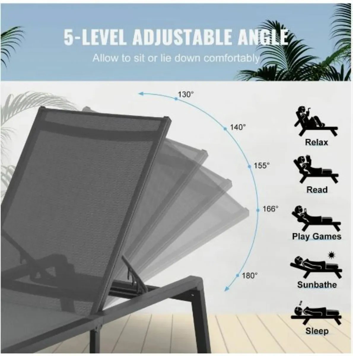 Chaise Lounge Chairs Outdoor, Aluminum - Image 2
