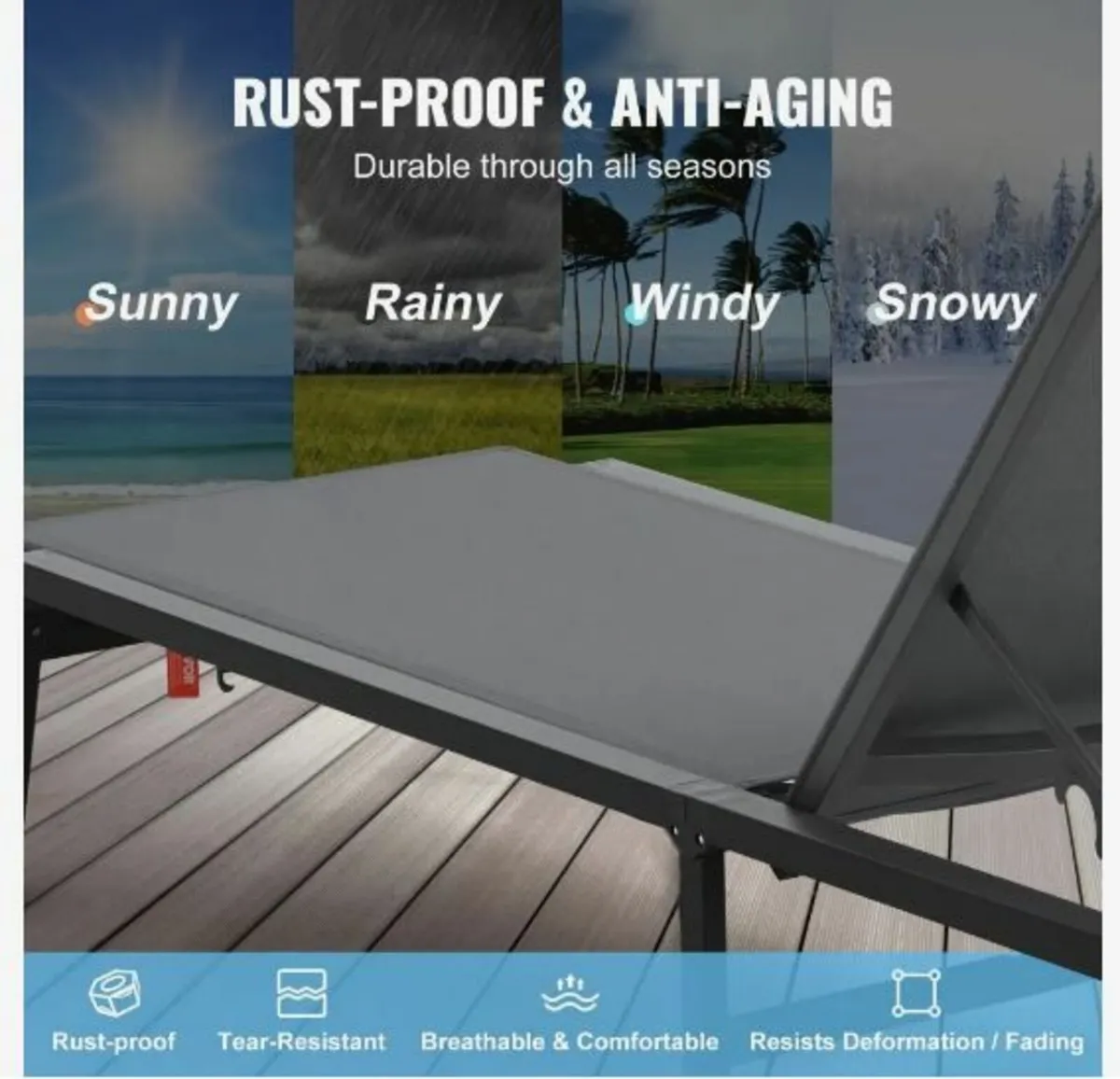 Chaise Lounge Chairs Outdoor, Aluminum - Image 3