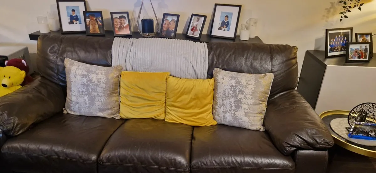 Free 3+2 brown leather couch - Image 1