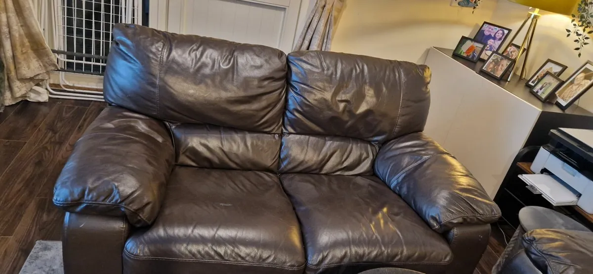 Free 3+2 brown leather couch - Image 2