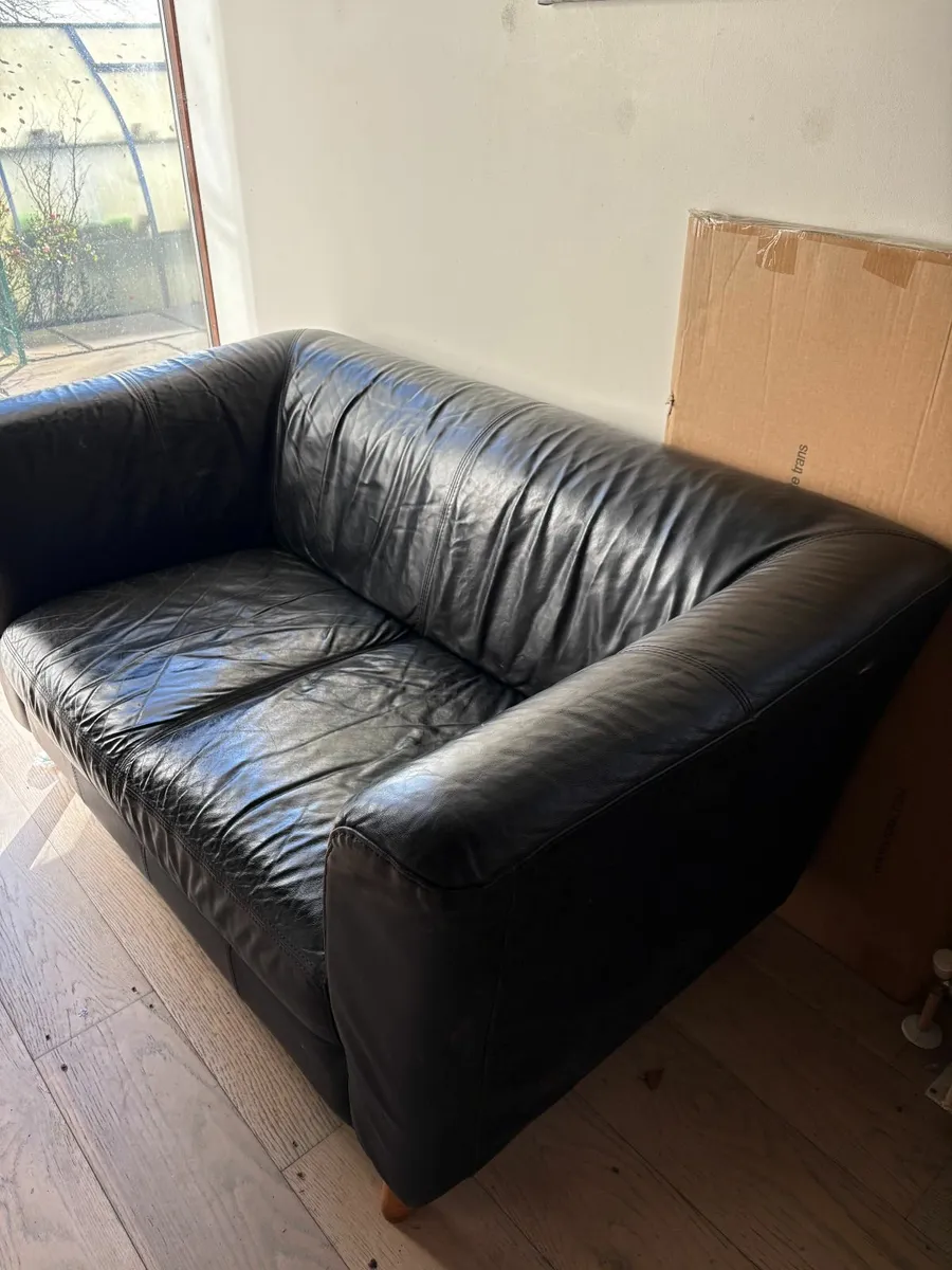 Black Leather Sofa - Image 1