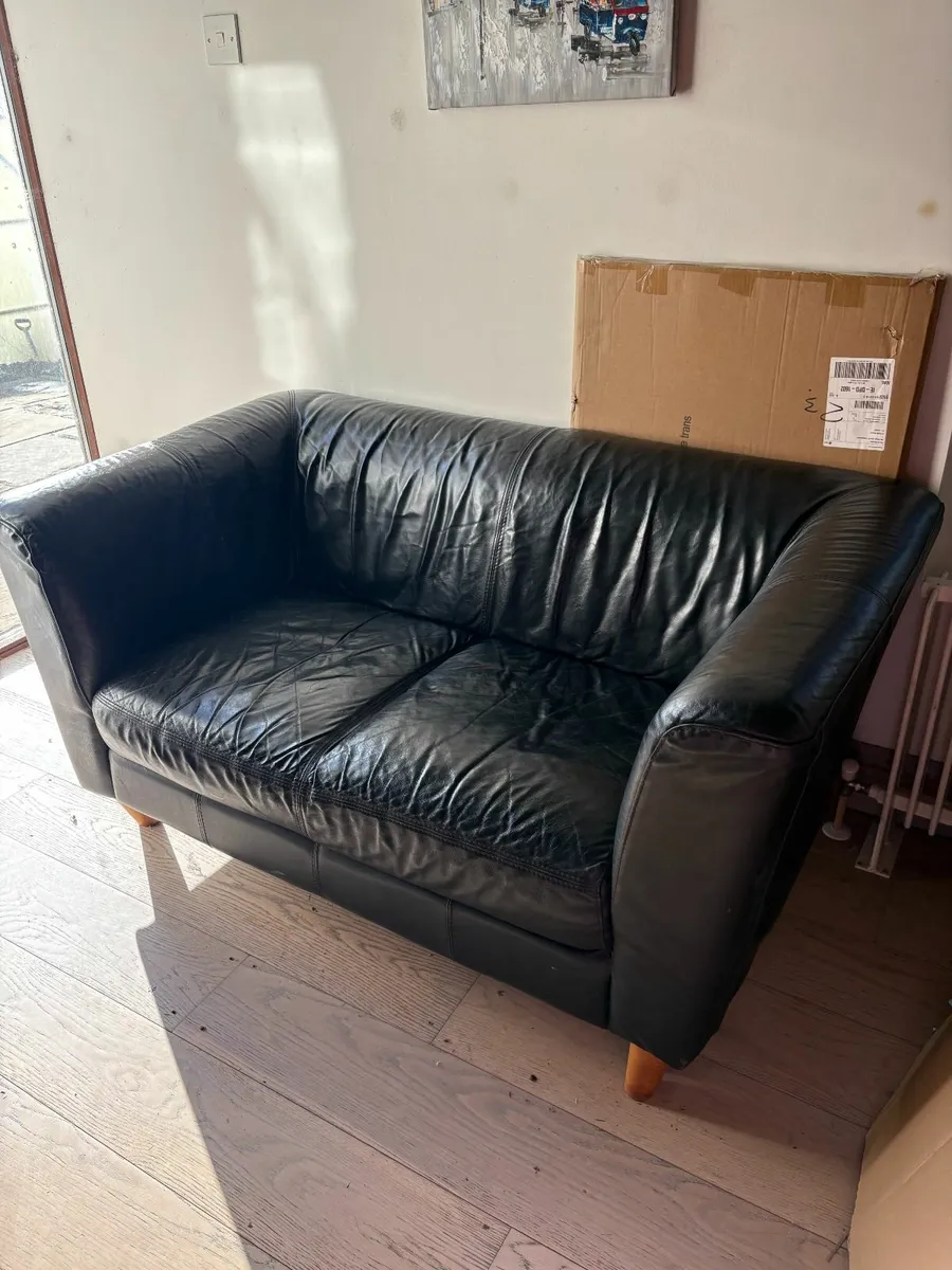 Black Leather Sofa - Image 2